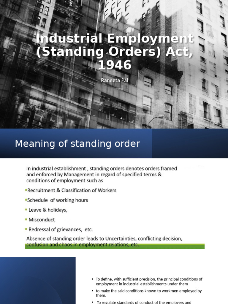 Industrial Employment Standing Orders Act | PDF | Employment | Fine ...
