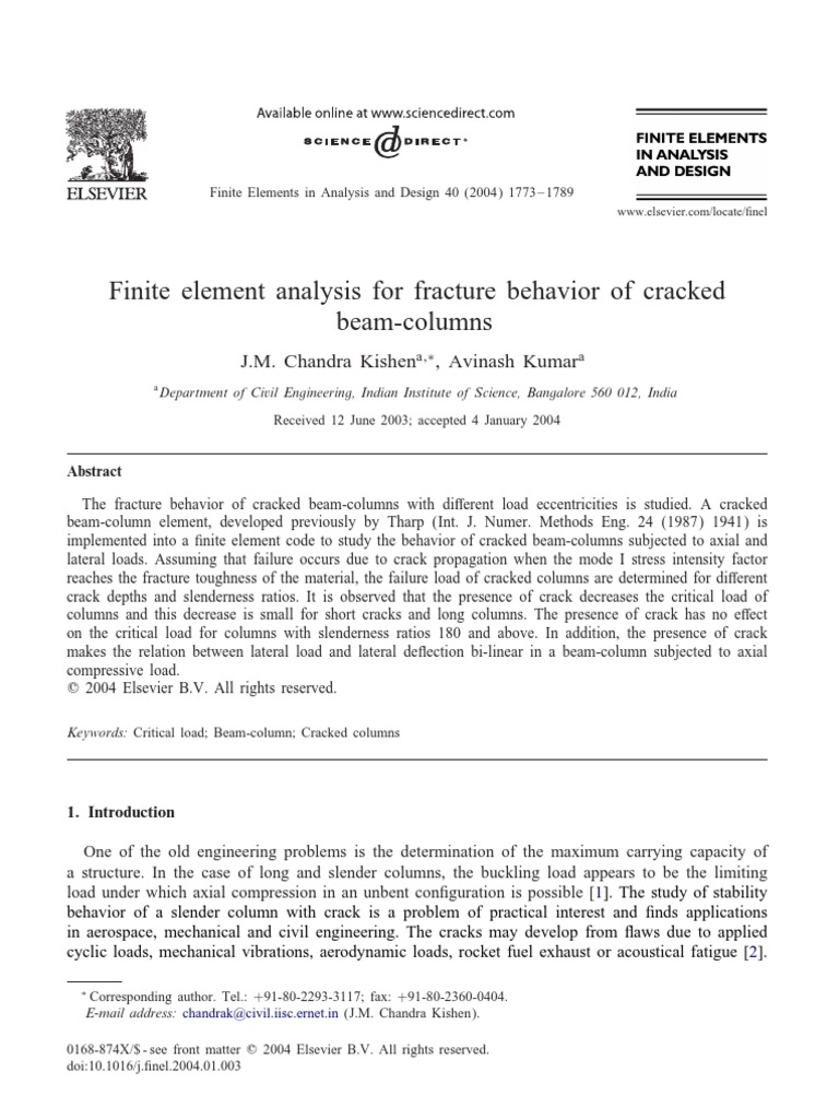 Fracture Analysis of Cracked Beam-Columns | PDF | Fracture Mechanics ...