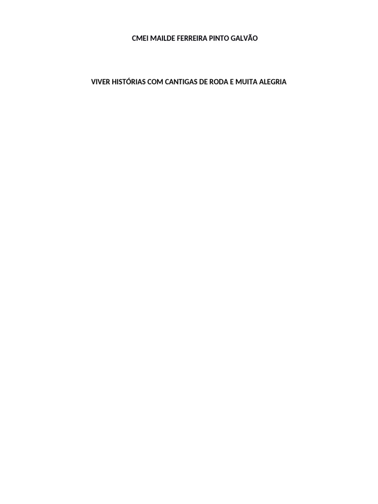 Cantigas de Roda no Berçário II A | PDF | Pré-escola | Aprendizado