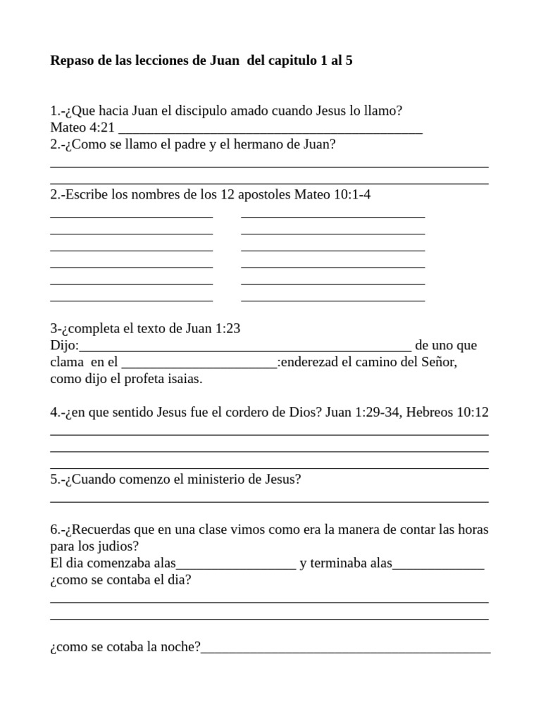 Preguntas sobre el Evangelio de Juan | PDF | Jesús | Evangelio de Mateo