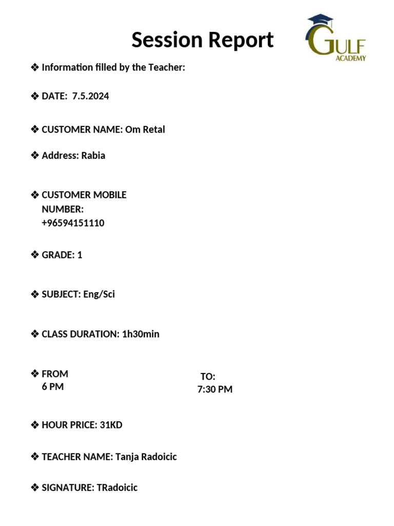 7 .5.2024 Om Retal Session - Report - GULF ACADEMY | PDF