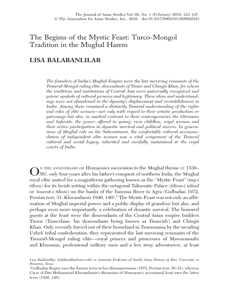 Mystic Feast: Timurid Women in Mughal Harem | PDF | Mughal Empire