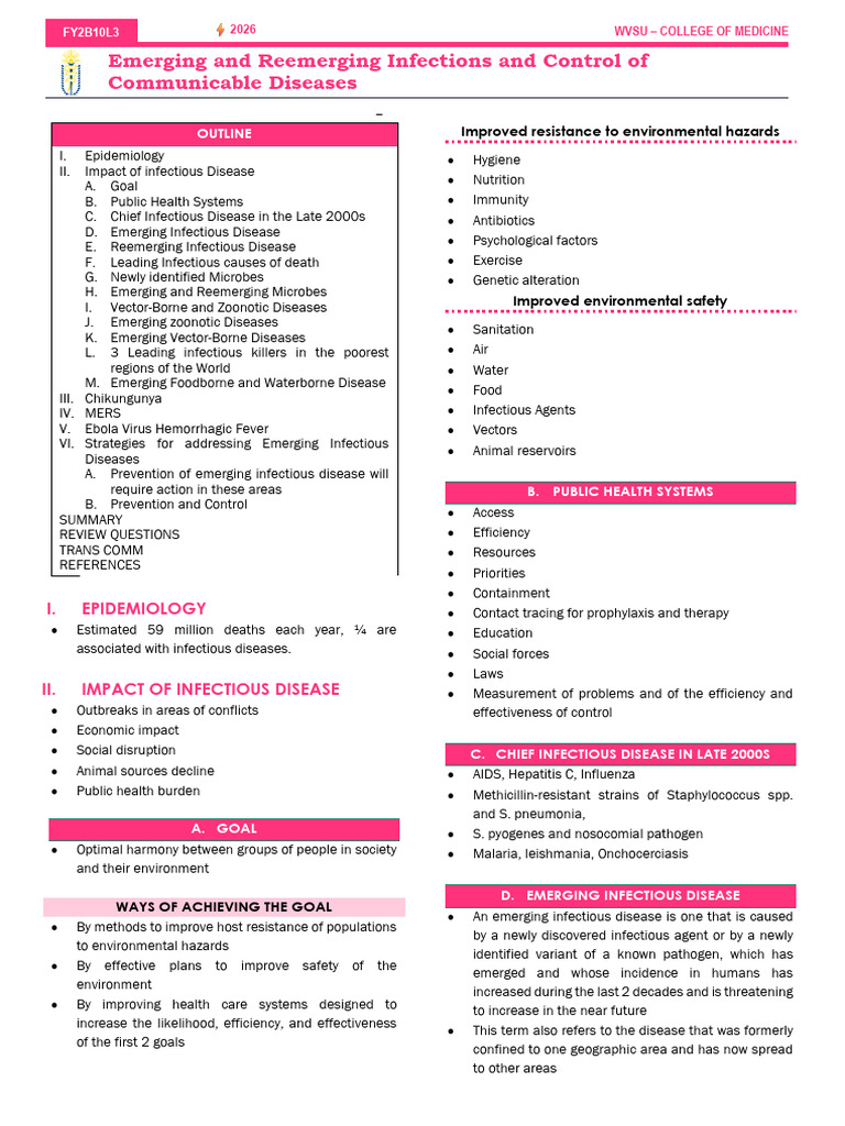 Emerging Infectious Diseases Overview | PDF | Infection | Pathogen