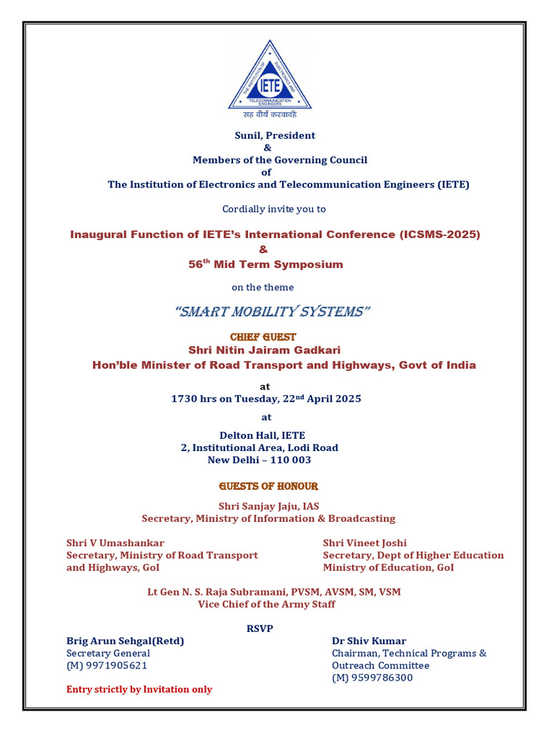 ICSMS-2025 Inaugural Function Invite | PDF
