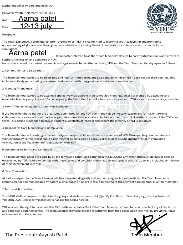 12-13 July: Aarna Patel | PDF | Diplomacy