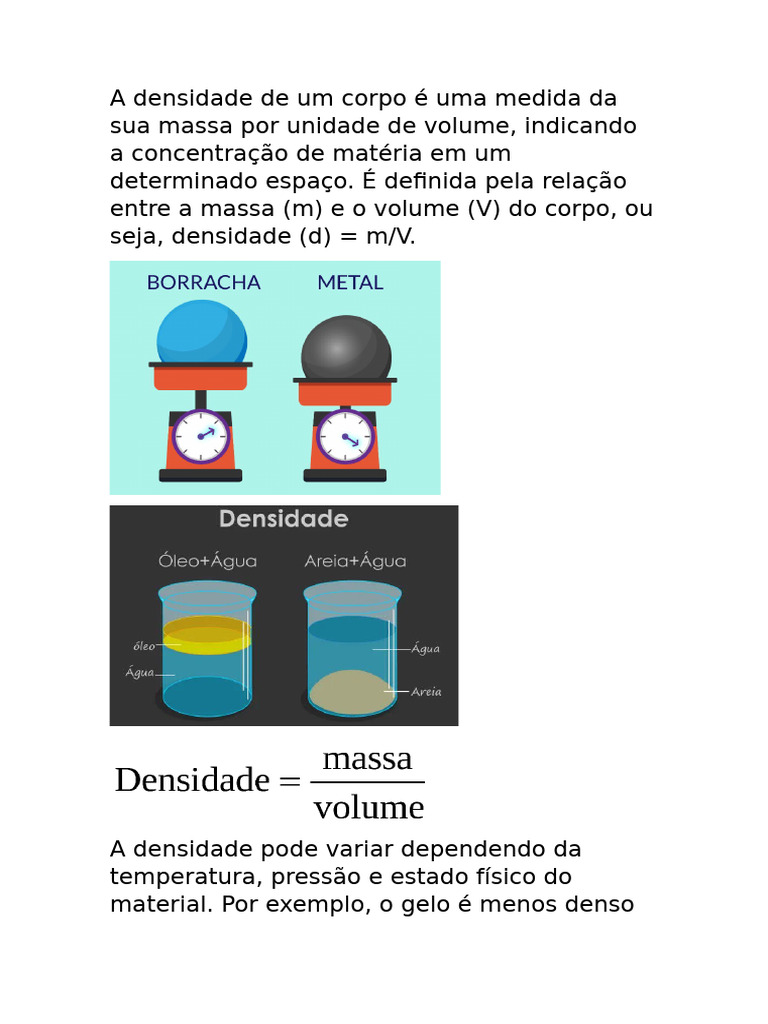 Entenda a Densidade: Definição e Fórmula | PDF