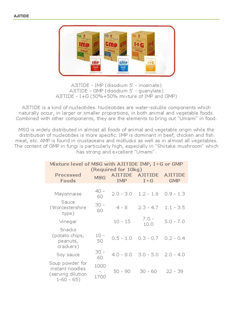 Ajitide: Nucleotide Umami Enhancers | PDF | Cooking, Food & Wine | Wellness