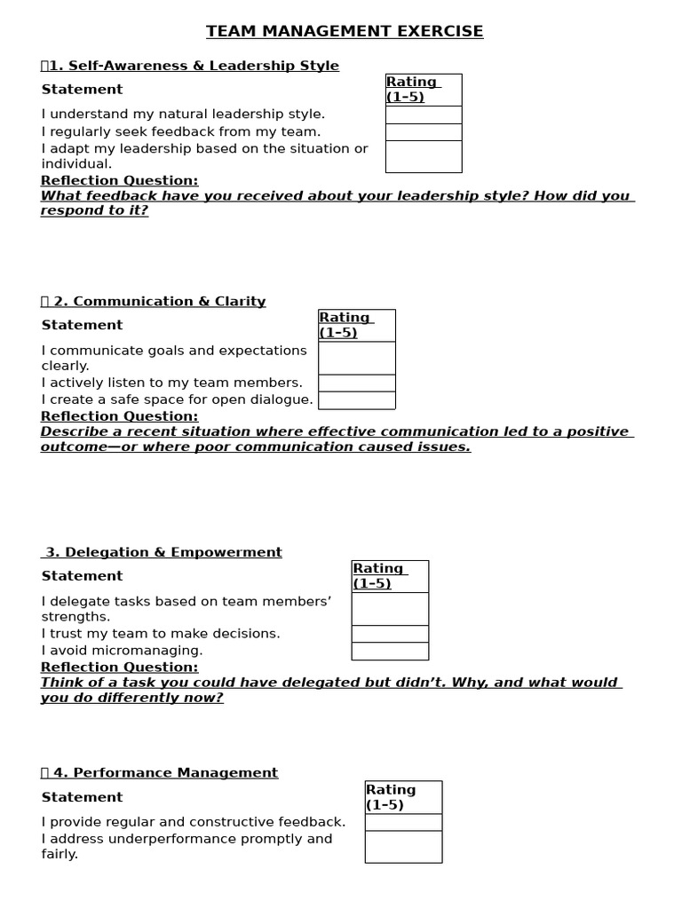 Team Management Exercise | PDF | Leadership | Organizational Behavior