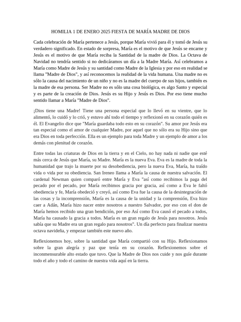 Fiesta de María, Madre de Dios 2025 | PDF | María, madre de Jesús | Víspera