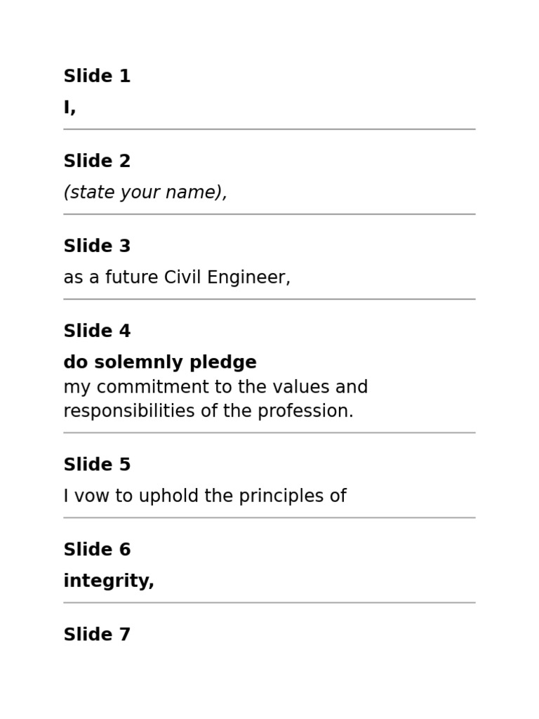 Civil Engineer Commitment Pledge | PDF