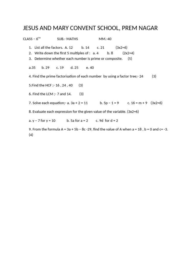 6th Maths | PDF