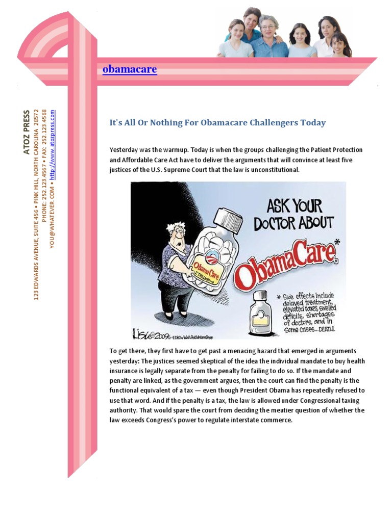 Obamacare: It's All or Nothing For Obamacare Challengers Today | PDF ...