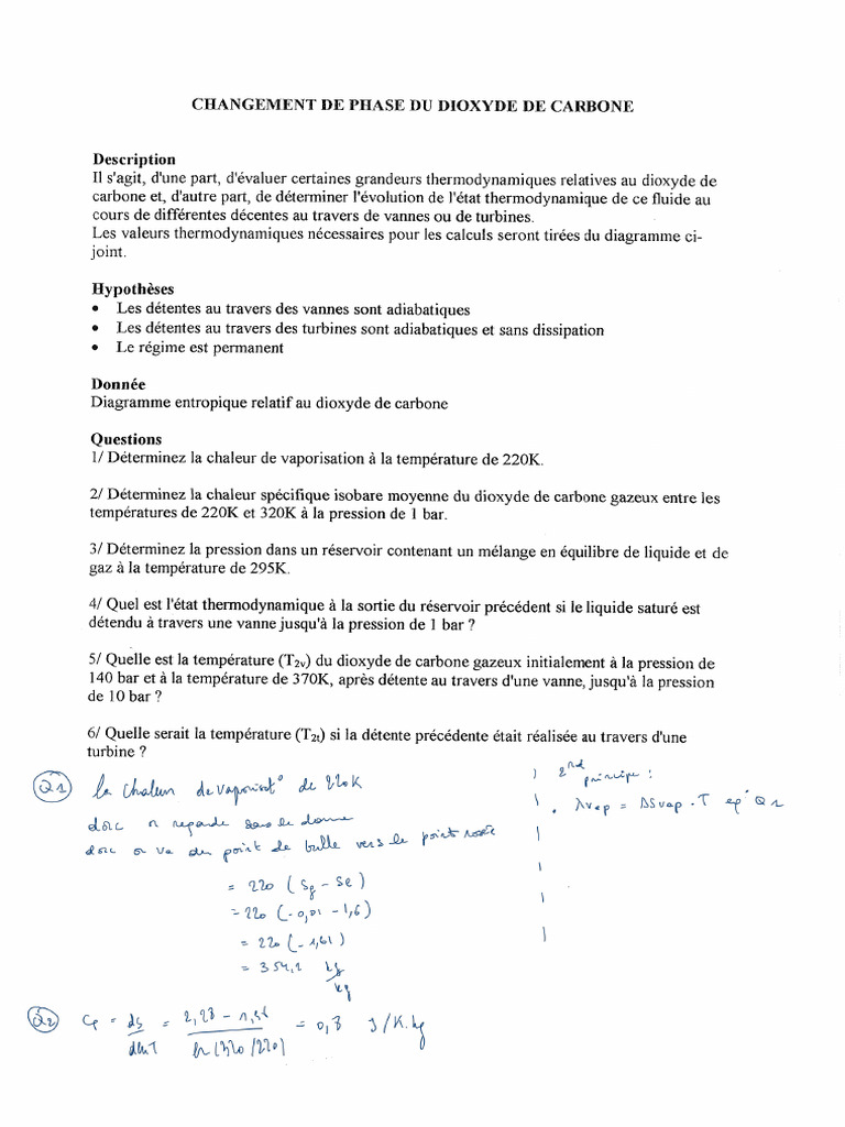Exercice Changement de Phase Du CO2 - 250415 - 082034 | PDF