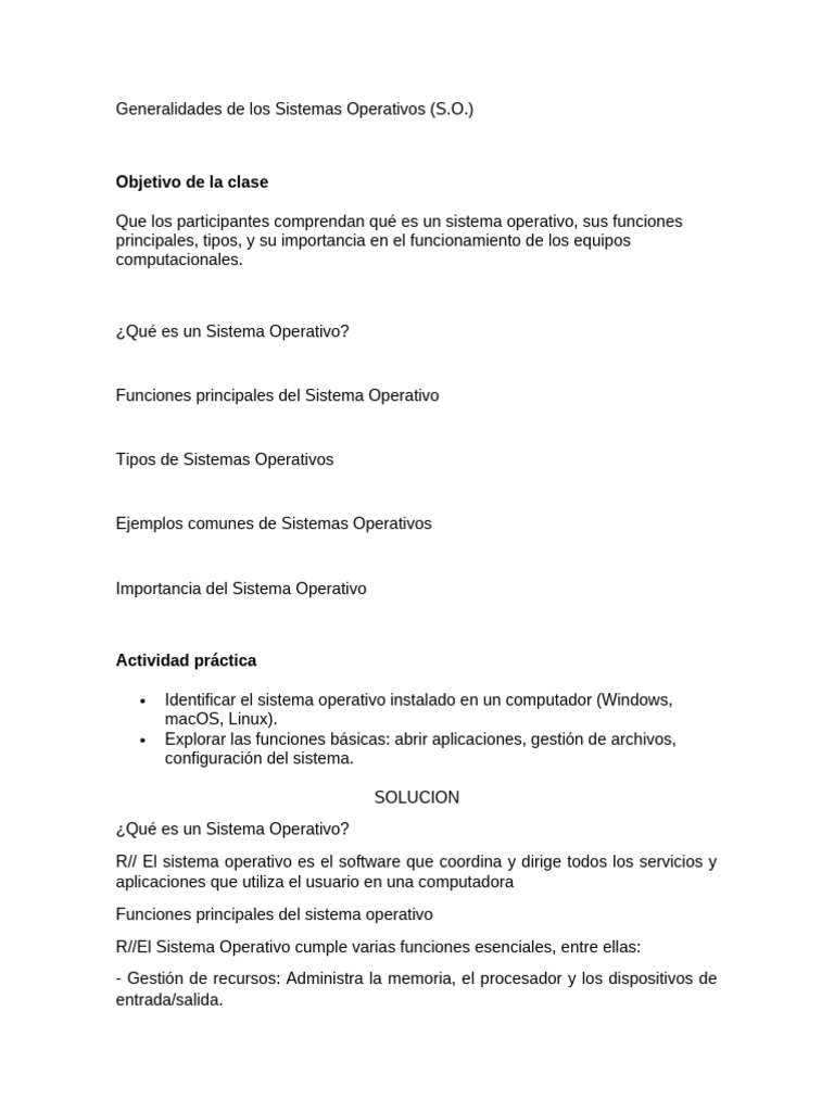 Taller 3 | PDF | Sistema operativo | Hardware de la computadora