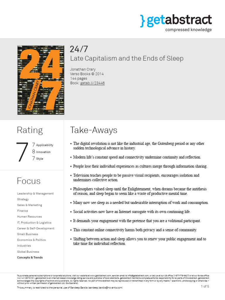 24 7 Crary en 23446 | PDF | Sleep Deprivation | Dream