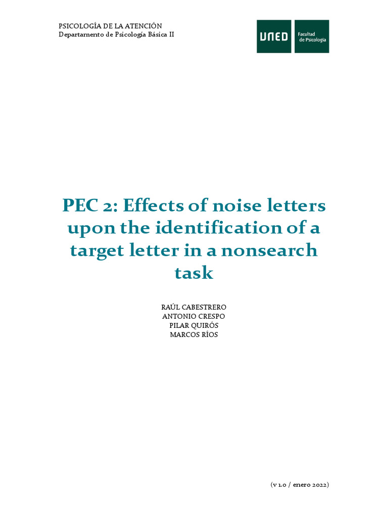 PEC 2 Effects of Noise Letters Upon the Identification of a Target ...