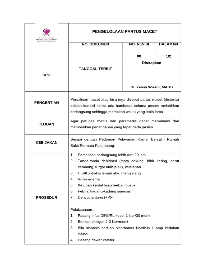 Penanganan Partus Macet pada Persalinan | PDF