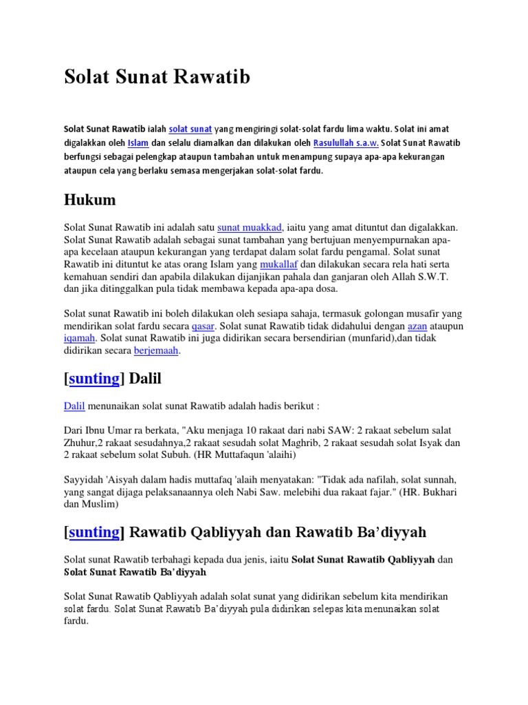 Bilangan Muka Surat Buku Fadilat Solat Sunat Rawatib
