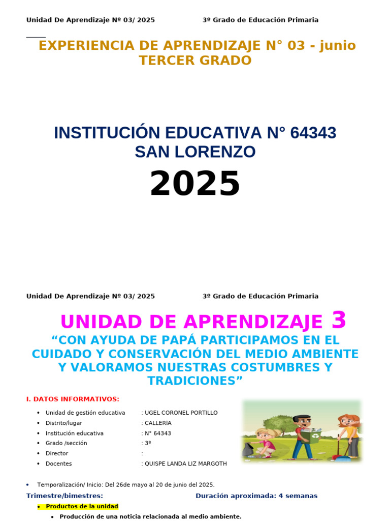 04 Unidad Junio Tercer Grado | PDF | Aprendizaje | Multiplicación