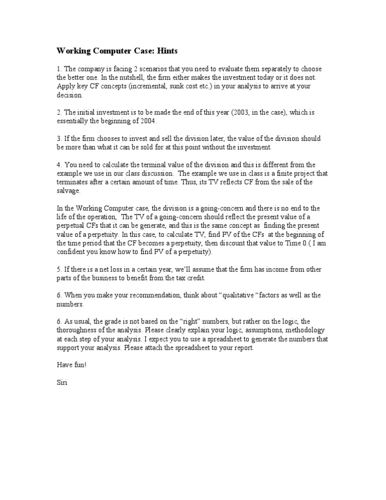 Working Computer Case Hints | PDF | Business