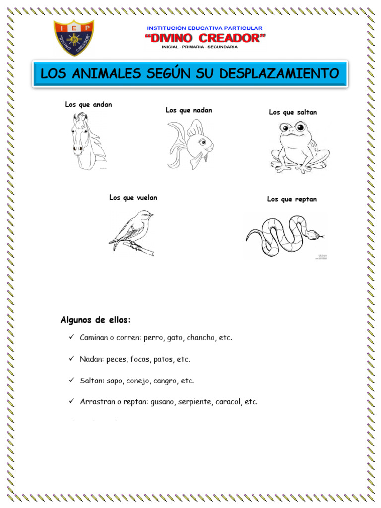 Los Animales Según Su Desplazamiento | PDF