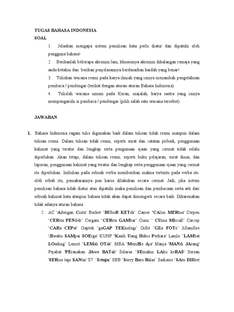 Tugas Bahasa Indonesia | PDF