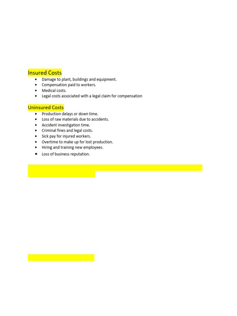 Insured vs Uninsured Costs in Safety Management | PDF