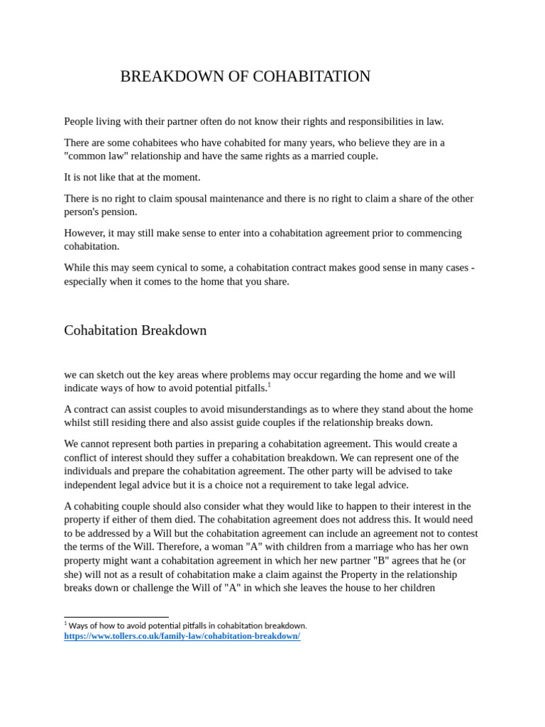 Breakdown of Cohabitation Couples | PDF | Cohabitation | Marriage