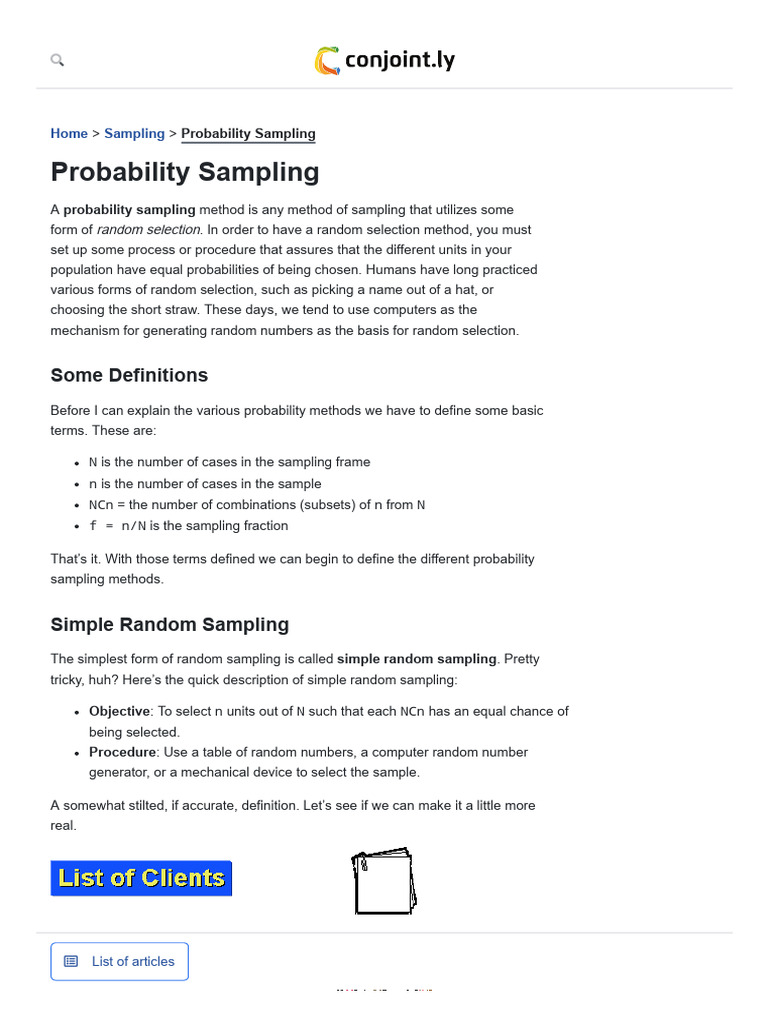 Understanding Conjoint Probability Sampling | PDF | Sampling ...
