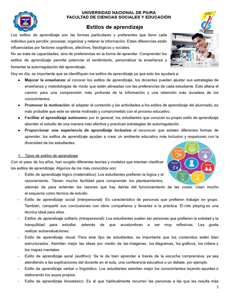 Estilos de Aprendizaje y su Impacto Educativo | PDF | Aprendizaje ...