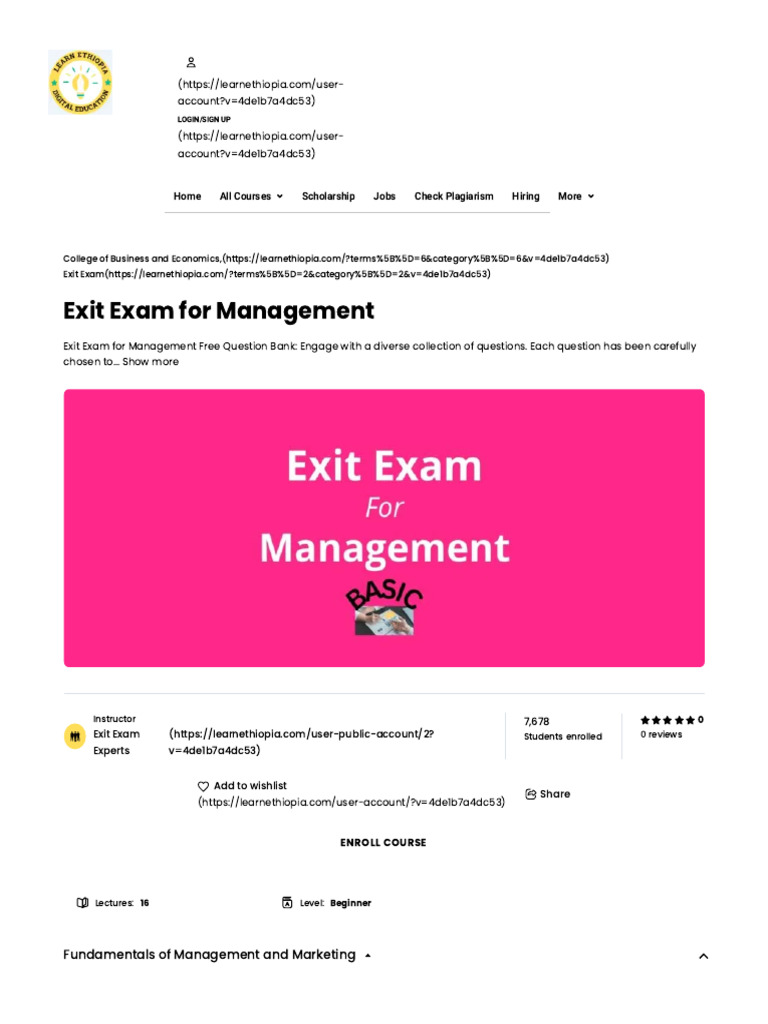 Management Exit Exam Preparation Guide | PDF | Business | Learning