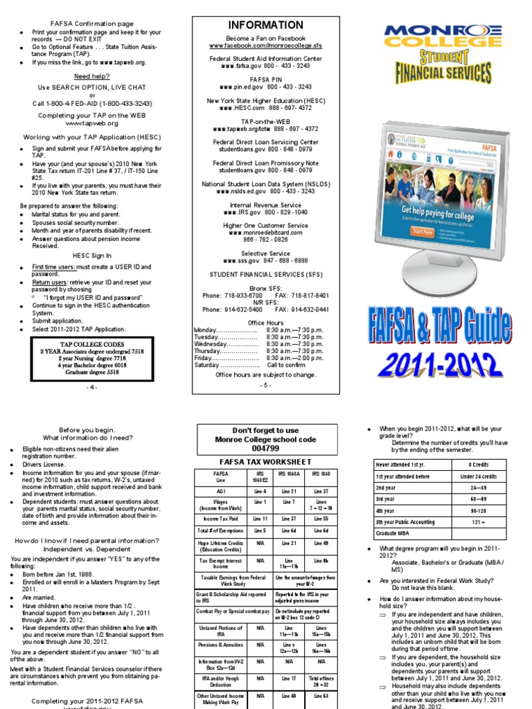 201112 Fafsa Tap Quick Guide PDF Social Security (United States