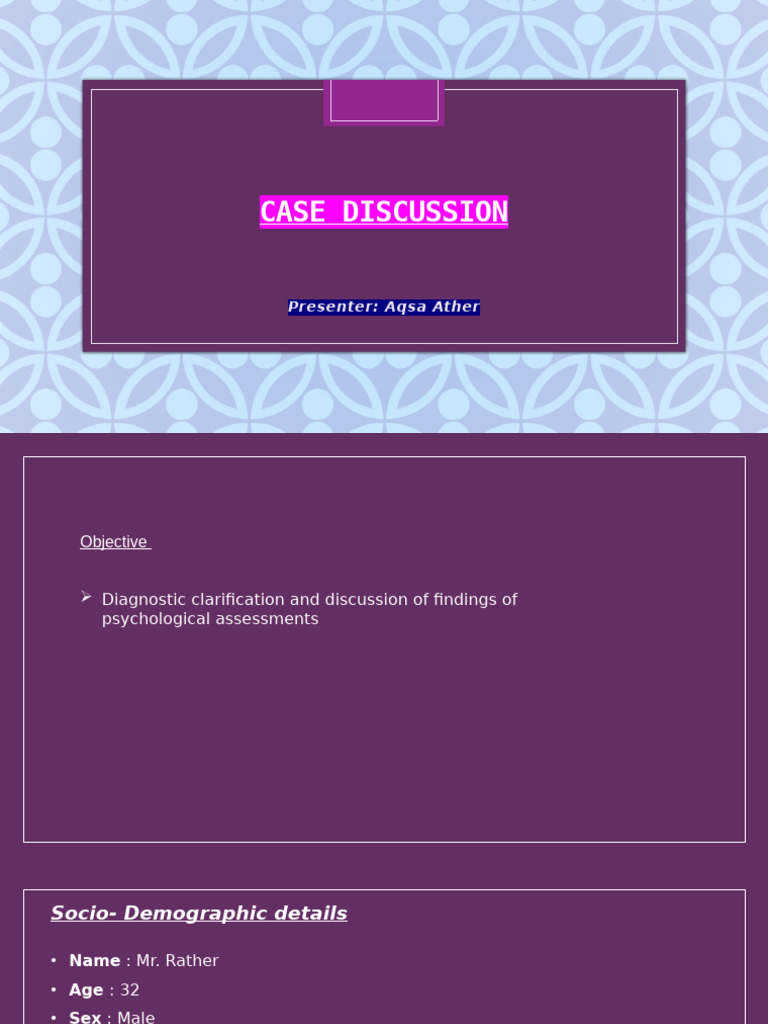 Case Discussion | PDF | Obsessive–Compulsive Disorder | Anxiety