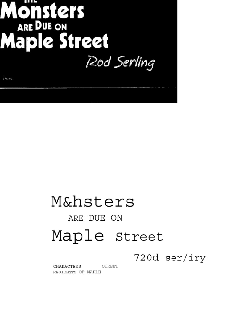 Monsters Are Due On Maple Street PDF