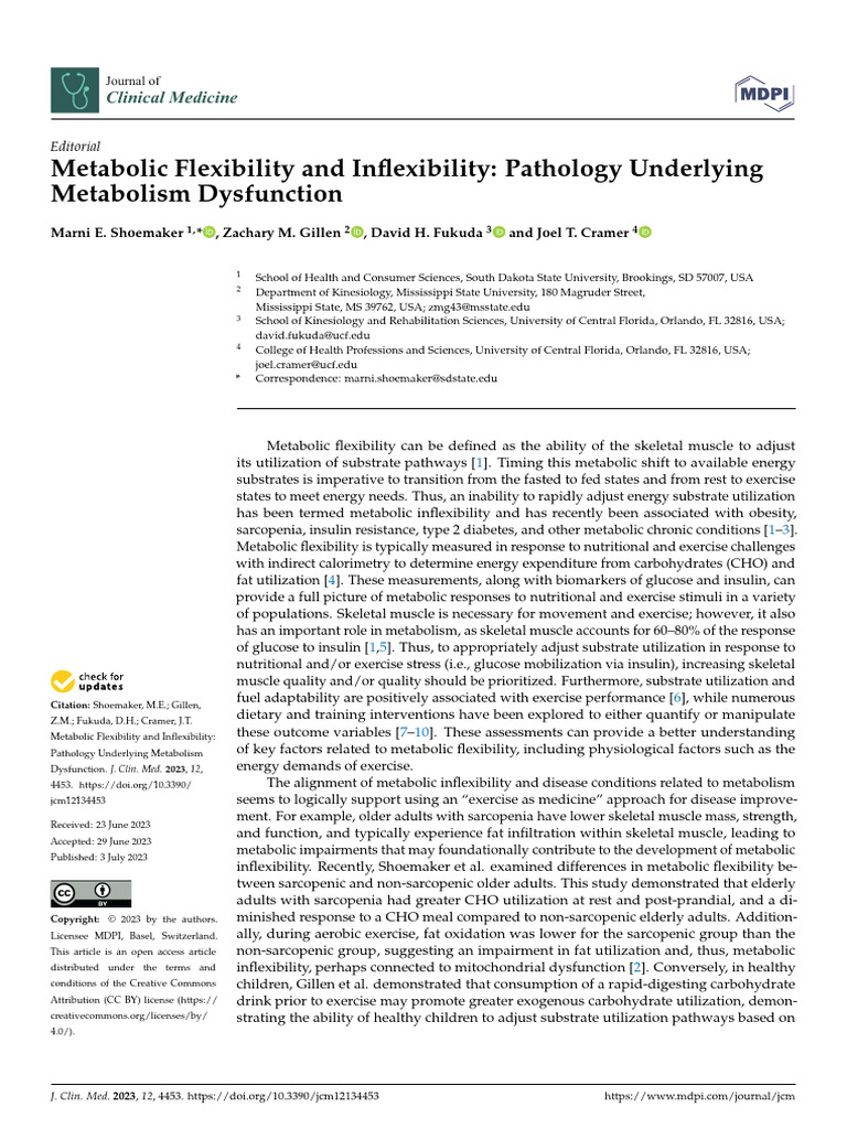 Metabolic Flexibility and Health Insights | PDF | Metabolic Syndrome ...