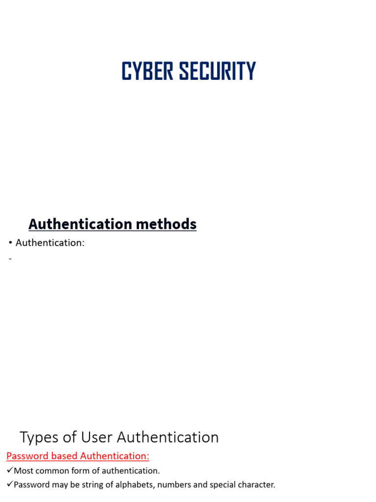 Cyber Security 2 Authentication | PDF | Password | Biometrics