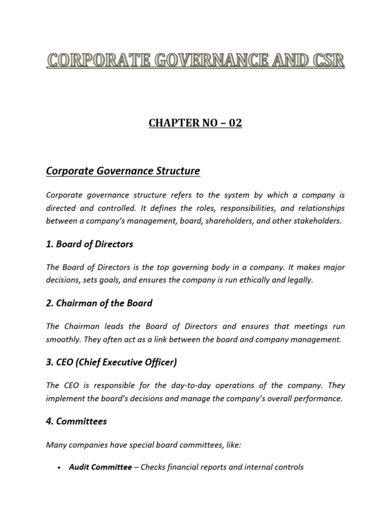 Corporate Governance and CSR Terminal Course | PDF | Corporate Social ...