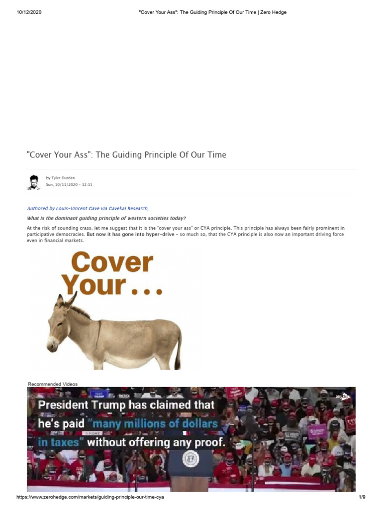 Photo inspiration: Cover Your Ass British Reference: Cover Your Ass The Guiding Principle Of Our Time Zero