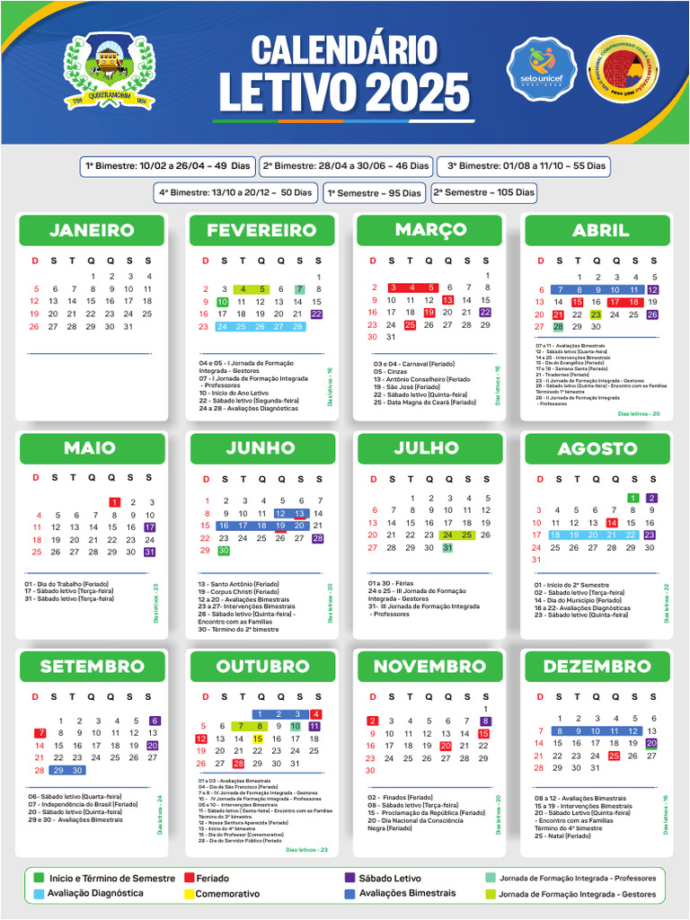 Calendário Letivo 2025 Detalhado | PDF