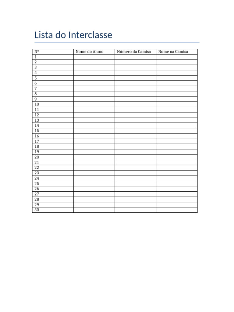Lista Interclasse Editable | PDF