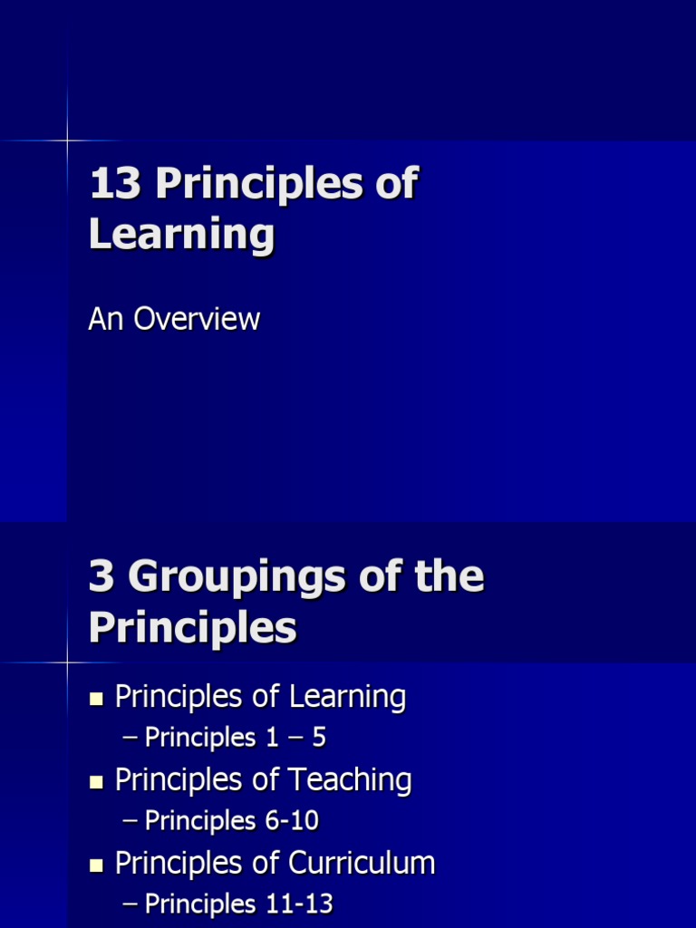 13 Principles of Learning | PDF | Learning | Teachers