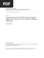 Volunteerism and Charitable Giving Among the Millennial Generatio