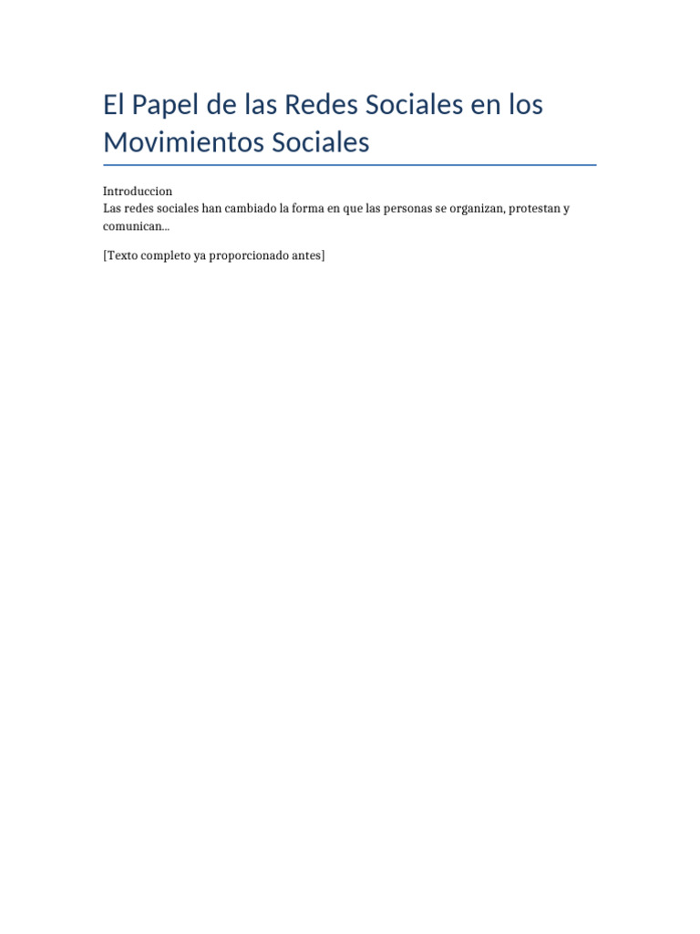 El Papel de Las Redes Sociales en Los Movimientos Sociales | PDF