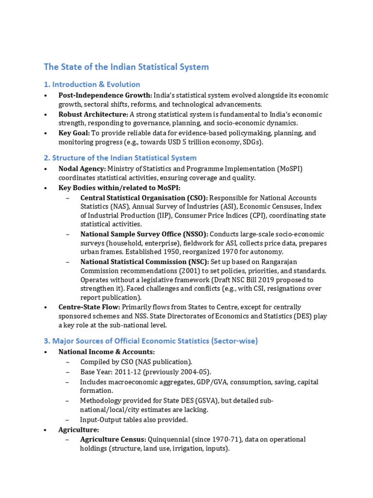 Evolution of India's Statistical System | PDF | Census | Consumer Price ...