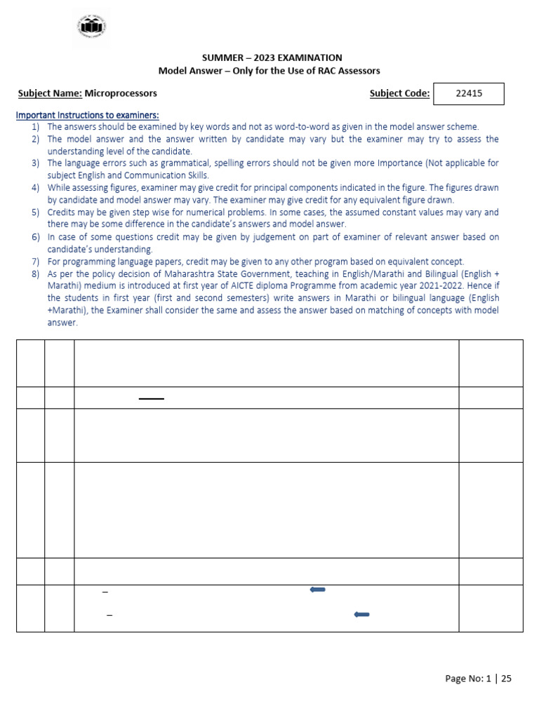 Microprocessors Model Answer Guide 2023 | PDF | Central Processing Unit ...