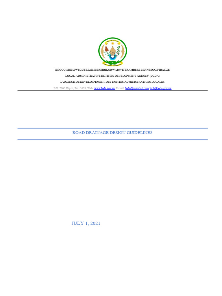 LODA Road Drainage Design Guidelines | PDF | Fluid Dynamics | Drainage ...