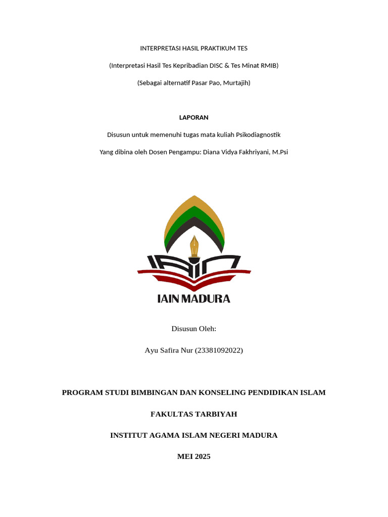 Interpretasi Hasil Tes DISC dan RMIB | PDF