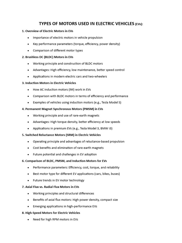 Types of Motors in Electric Vehicles | PDF | Electric Motor | Electric ...