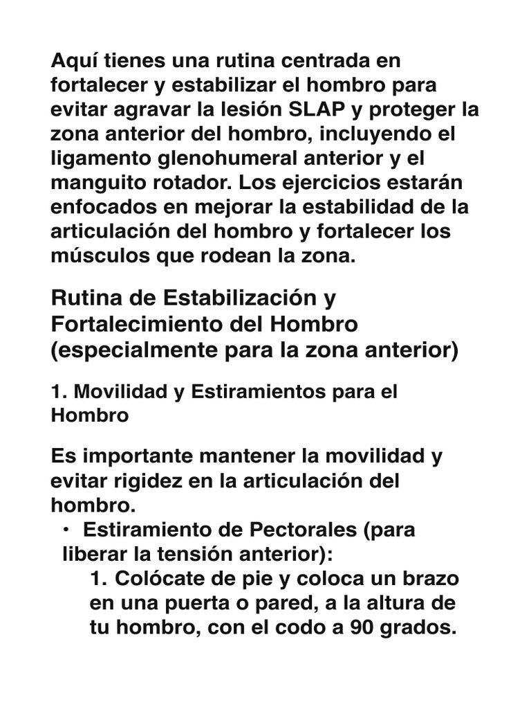 SLAP Fortaleces Rehabilitación | PDF | Hombro | Codo