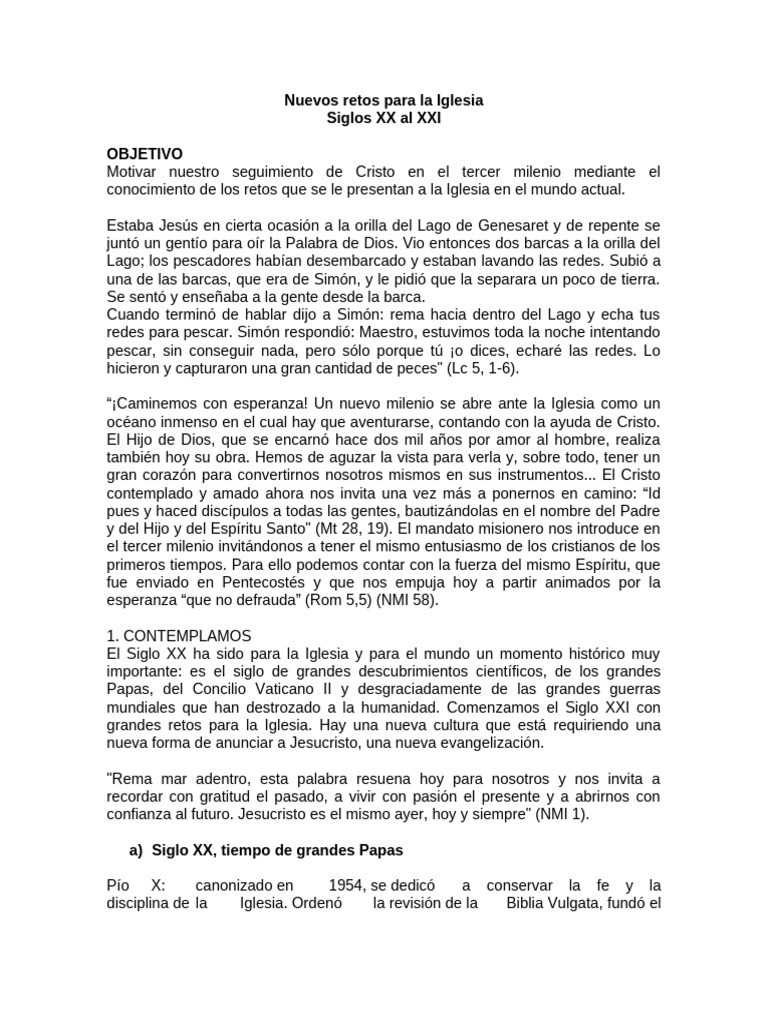 Retos de la Iglesia en el Siglo XXI | PDF | Iglesia Católica